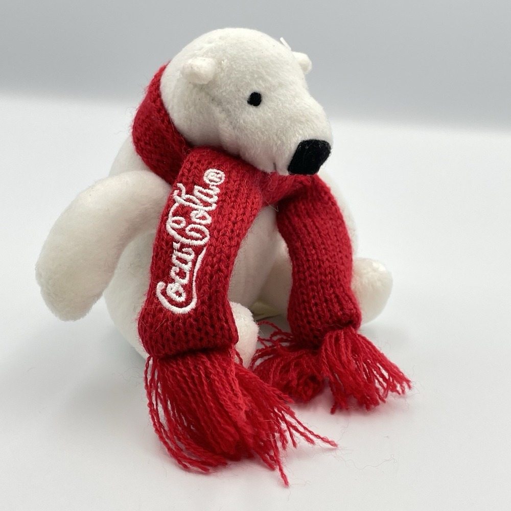 Coca Cola Polar Bear Mini Plush Red Scarf Coke 4" Stuffed Animal Holiday‎